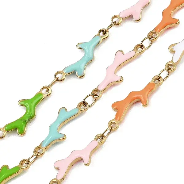 304 Stainless Steel Enamel Coral Link Chains