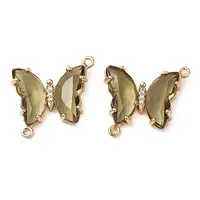 Brass Pave Faceted Glass Connector Charms