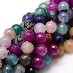 Dyed Natural Agate Faceted Round Beads Strands