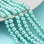 Baking Paint Pearlized Glass Pearl Round Bead Strands