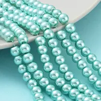 Baking Painted Pearlized Glass Pearl Round Bead Strands