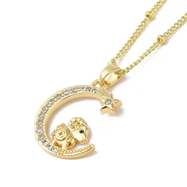 Brass Micro Pave Clear Cubic Zirconia Pendants Necklaces