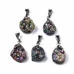 Electroplate Natural Druzy Agate Pendants