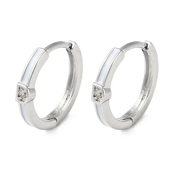 Brass Micro Pave Clear Cubic Zirconia Hoop Earrings for Women