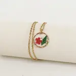 Alloy & Plastic Inner Flower Flat Round Pendant Necklaces