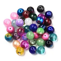 Mixed Style & Mixed Color Round Spray Painted Glass Beads