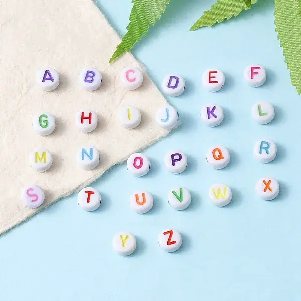 520Pcs 26 Style Craft Acrylic Horizontal Hole Letter Beads