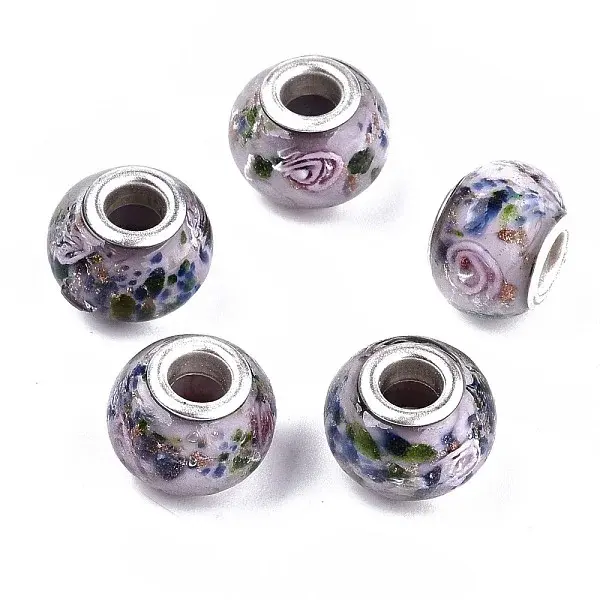 Handmade Gold Sand Lampwork European Beads