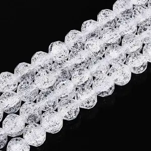 Transparent Crackle Glass Beads Strands