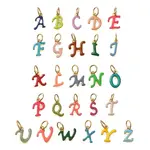 26Pcs Ion Plating(IP) 304 Stainless Steel Enamel Alphabet Charms