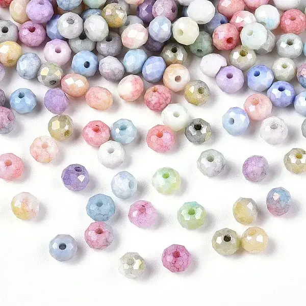 200Pcs Faceted Electroplated Glass Beads Strands