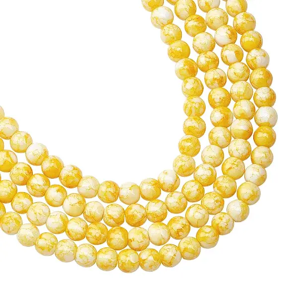 Baking Painted Glass Round Bead Strands