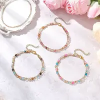 3Pcs Natural Agate Round Beads Multi-strand Bracelets