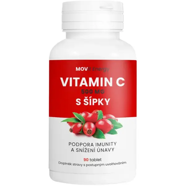 Movit Energy Vitamin C 500 mg se šípky tablety pro podporu imunitního systému, krásnou pleť a nehty 90 tbl