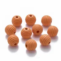 Painted Natural Wood Beehive Beads