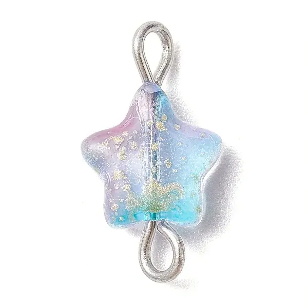 Spray Painted Glass Star Connector Charms