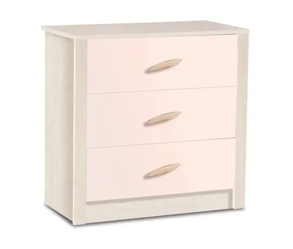 Zásuvková komoda boom - bříza/růžová