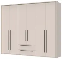 Šestidveřová šatní skříň se zásuvkami a rámem i baptiste - béžová
