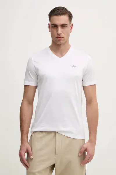 Bavlněné tričko Aeronautica Militare bílá barva, s aplikací, TS2418J683