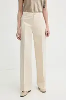 Lněné kalhoty Filippa K dámské, béžová barva, široké, high waist, 31110