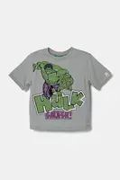 Dětské bavlněné tričko United Colors of Benetton šedá barva, s potiskem, 35RYG10I1