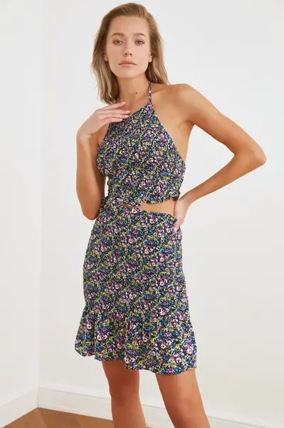 Trendyol Barevné Šortky Gipel Detailní Viskózové Plážové Spodní-Horní Tým