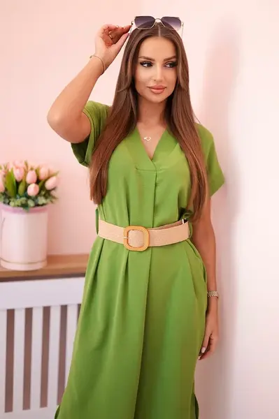 Kesi Włoski Šaty s ozdobným opaskom oliva