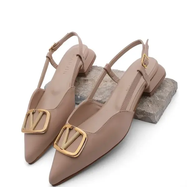 Marjin dámske baleríny s otvorenou pätou, špicatou špičkou a prackou, v perzskej béžovej farbe