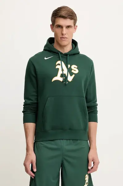 Mikina Nike Oakland Athletics pánská, zelená barva, s kapucí, s potiskem, NKDK-3EY-FZ-CKX