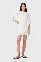 Bavlněné šaty AllSaints LUCI bílá barva, mini, W138DC