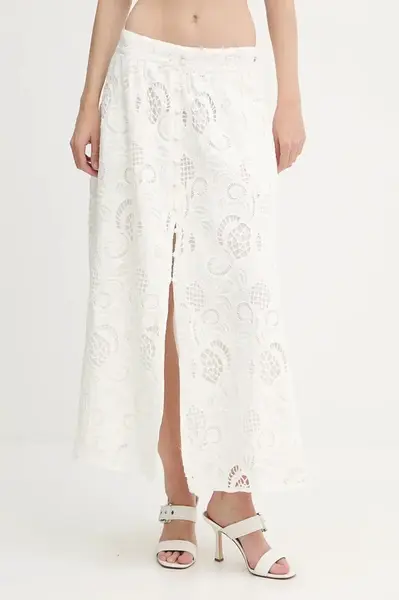 Bavlněná sukně Guess DOMITILLE béžová barva, midi, W5GD63 WH521