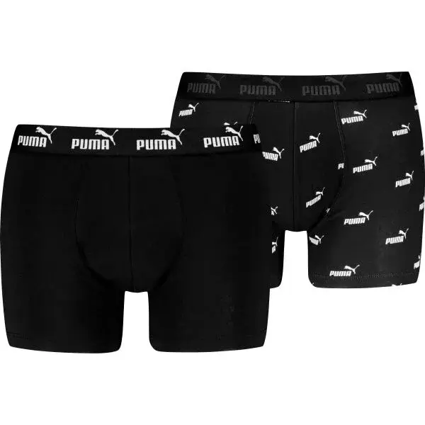 Puma ELEMENTS MEN LOGO PRINT BOXERS 2P Pánské boxerky, černá, velikost