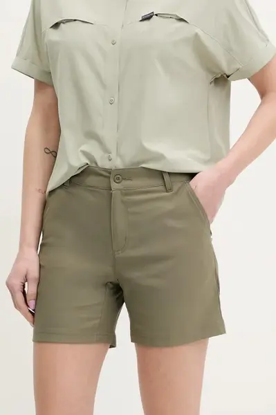 Outdoorové šortky Columbia Leslie Falls zelená barva, medium waist, 2126061