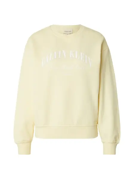 Calvin Klein Jeans Mikina  pastelovo žltá / biela