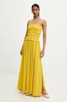 Lněné šaty Answear.LAB žlutá barva, maxi