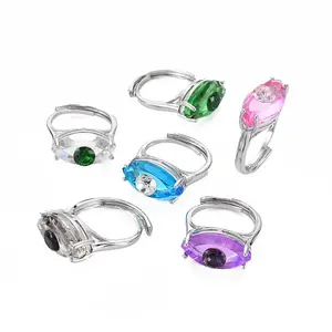 Evil Eye Glass Ajuastable Rings