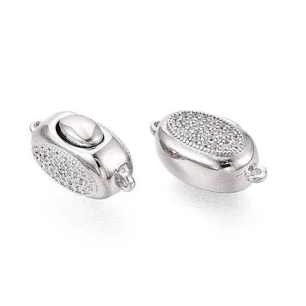 Brass Micro Pave Clear Cubic Zirconia Box Clasps