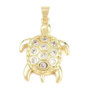 Brass Micro Pave Cubic Zirconia Pendants