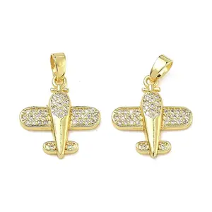 Brass Micro Pave Clear Cubic Zirconia Pendants