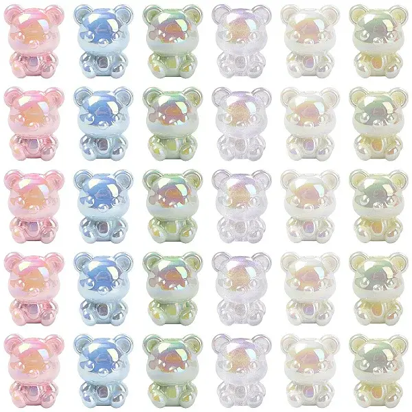 30Pcs 6 Colors UV Plating Acrylic Beads