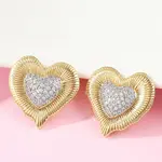 Brass Micro Pave Clear Cubic Zirconia Stud Earrings