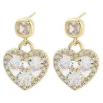 Brass with Glass Dangle Stud Earrings