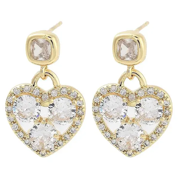 Brass with Glass Dangle Stud Earrings