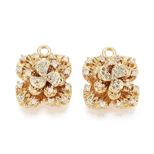 Brass Micro Pave Clear Cubic Zirconia Pendants
