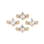 Brass Pave Glass Rhombus Links Connector Charms