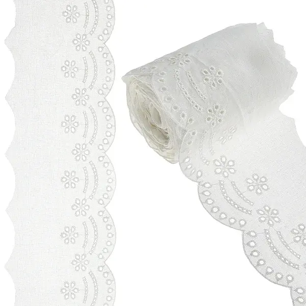 7.5 Yards Cotton Hollow Embroidery Flower Lace Trim