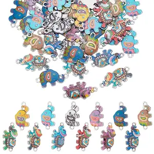 60Pcs 2 Style Printed Alloy Links Connectors