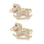 Brass Micro Pave Clear and Black Cubic Zirconia Connector Charms