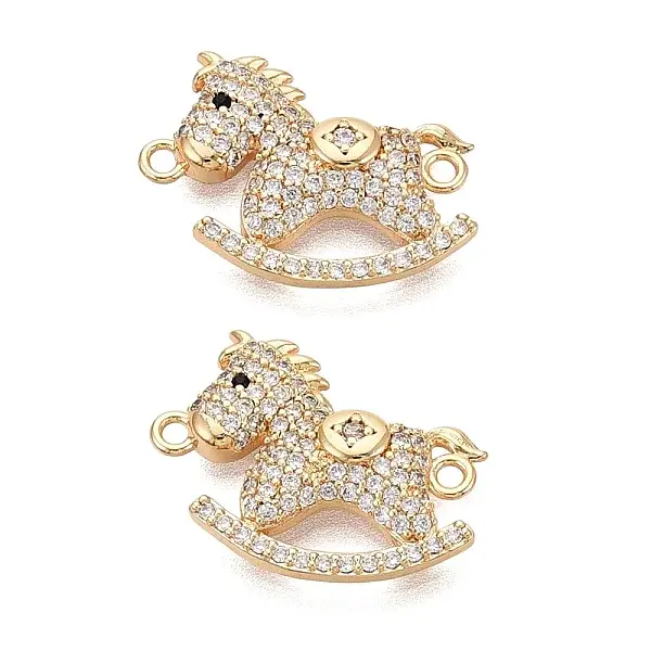 Brass Micro Pave Clear and Black Cubic Zirconia Connector Charms