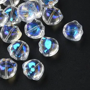 35Pcs Transparent Spray Painted Glass Beads